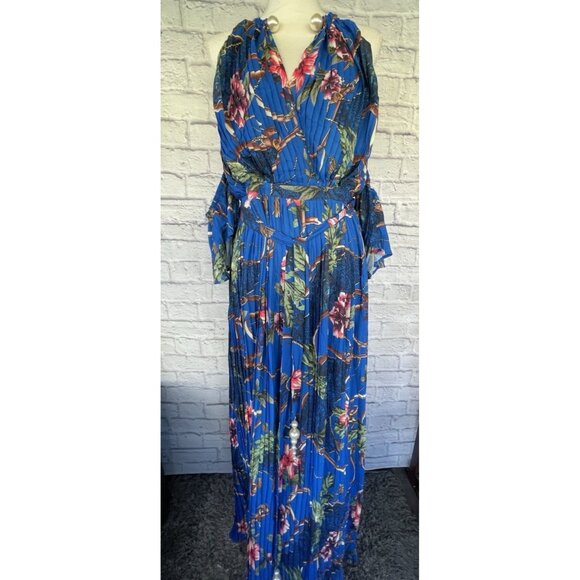 Latiste  Floral Print Maxi Dress Accordion-Pleated  Chiffon Sleeve Size 1X - Picture 2 of 11